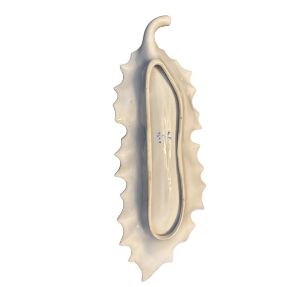 Vintage Kalk White German Porcelain Leaf Dish Floral Gold Trim Floral 10.5" cros - Picture 4 of 11